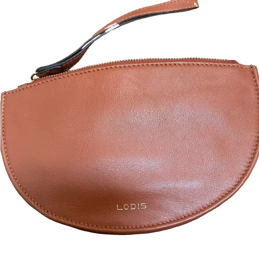 Lodis brand crescent‎ shaped wristlet Leather